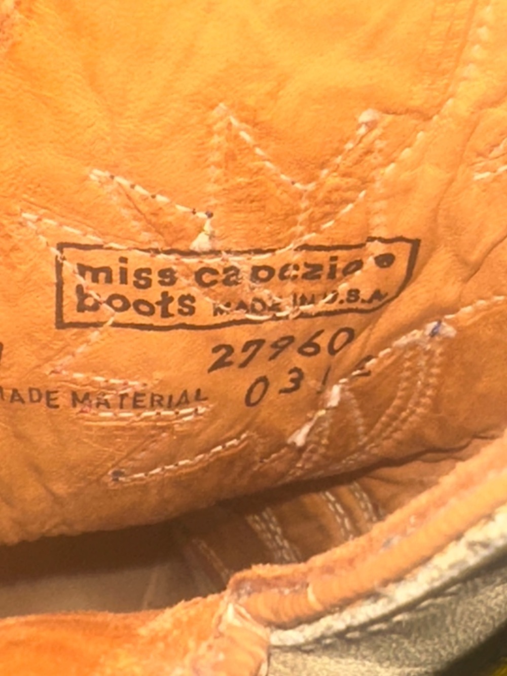 MISS CAPEZIO Tulip Cream Cowboy Boots Vintage SZ 6.5 M USA Made Rainbow Stitched - Picture 11 of 16